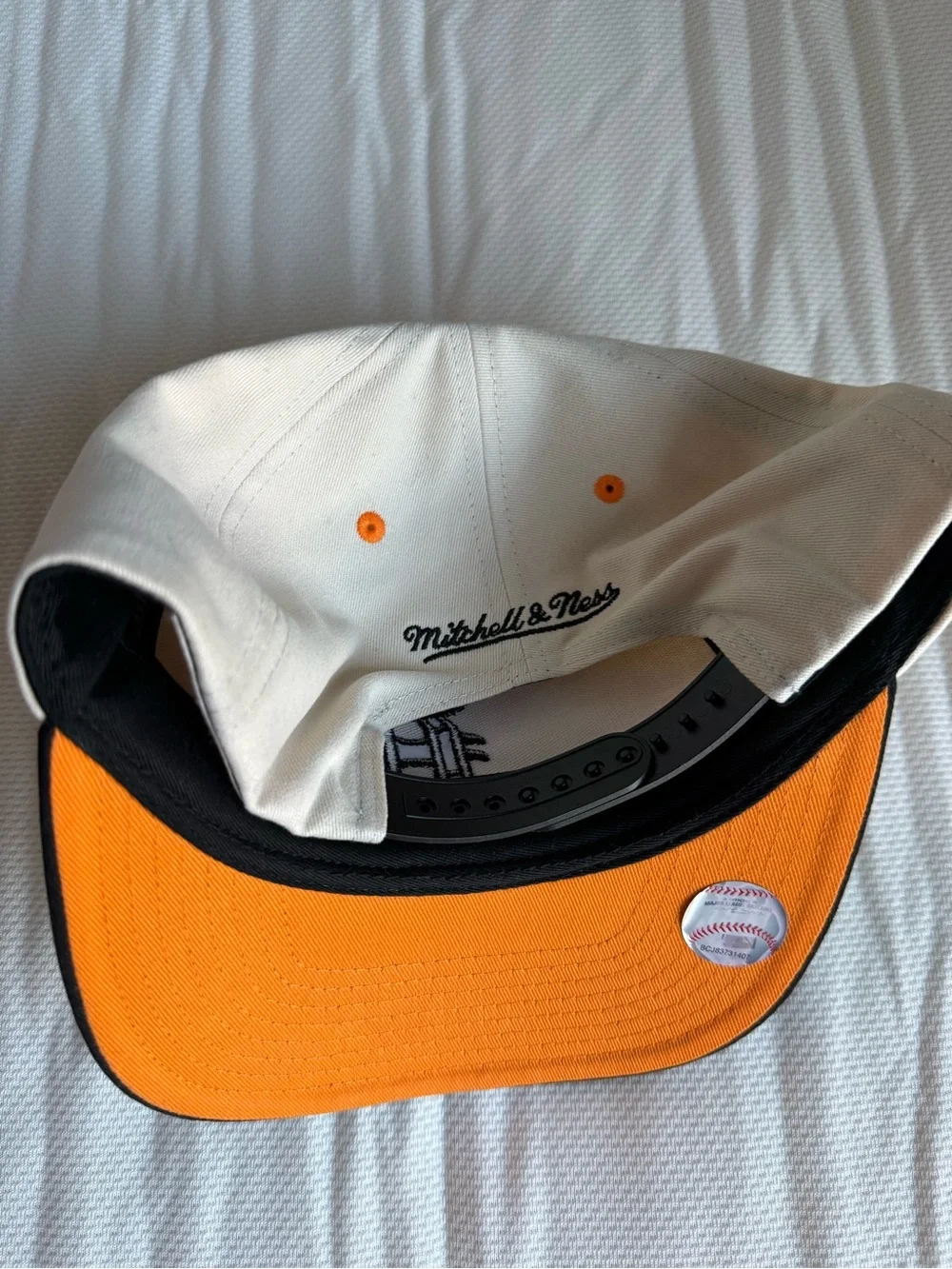 Mitchell & Ness Detroit Cream Orange and Black Two-Tone Snapback hat